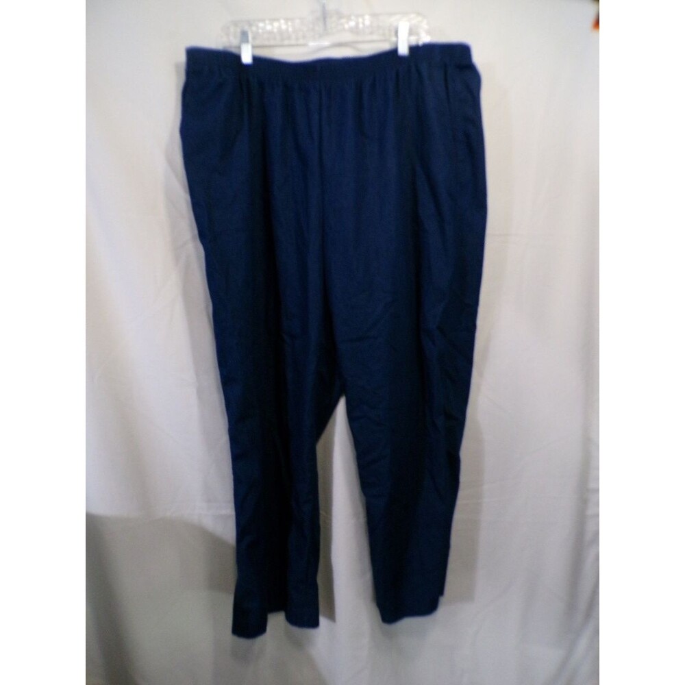 Alfred Dunner Women's Pants 22W Plus Navy Wide Leg Pull On Knit